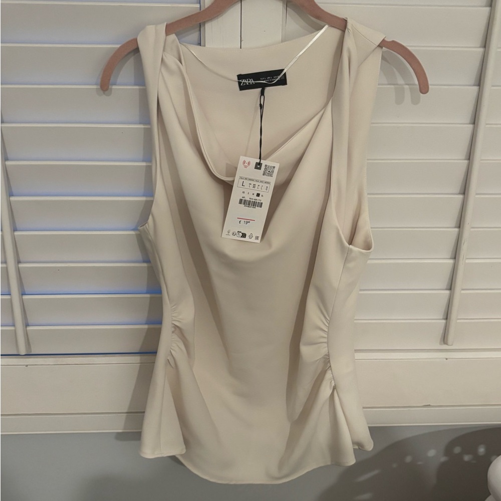Zara Beige Cowl Neck Top